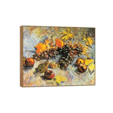 Imagem de Vincent van Gogh Famosa pintura em tela de arte de parede pronta para pendurar. Natureza morta com frutas. Imagem em moldura de madeira para decoração de sala de estar 90 x 108 cm 35 x 42 pol