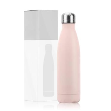 Imagem de Garrafa Térmica Inox 500ml Aço Inoxidável 304 - Para Academia, Esportes e Viagem, Mantém Bebida Gelada 24h(rosa claro)