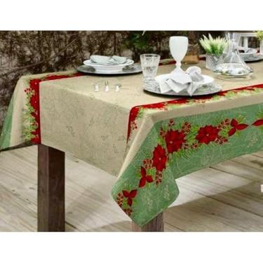 Imagem de Toalha de Mesa Linhão 3,50m - Estampas Elegantes, Tecido Resistente, Ideal para Mesas de 12 Cadeiras(NATAL VERDE)
