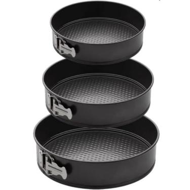 Imagem de Kit 3 Formas com Fundo Removível Antiaderente com Fundo Removível para torta Bolo | Ideal para Confeitarias, Padarias e Cozinha Doméstica