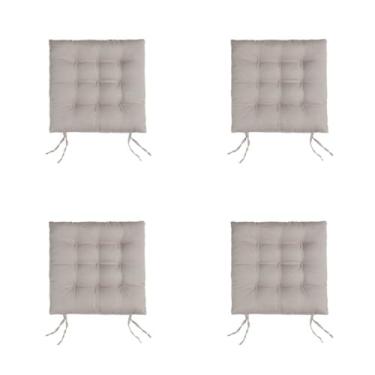 Imagem de Kit 4 Almofadas Futon para Cadeira 40x40 cm – Assento Confortável Enchimento Macio Tecido Oxford (Caqui)