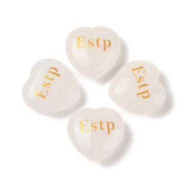 Imagem de Estatuetas MBTI de cristal de quartzo natural com gravação de coração estátuas com cristais de cura para decoração de mesa de escritório em casa, 30 x 30 x 12,5 ~ 13 mm