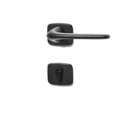 Imagem de PXNQMTJM Fechadura de porta fina para quarto fechadura magnética de madeira com alça silenciosa para casa (preto)