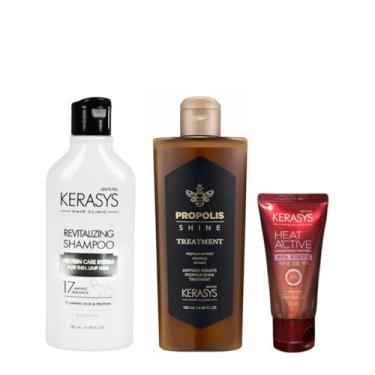 Imagem de Kerasys Kit (Sh Revitalizing 180ml + Trat. Própolis Shine180ml + Leave in Heat 50ml)