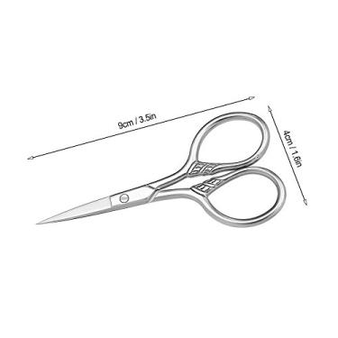 Imagem de Yinhing Aço Inoxidável Aparador de Barba Tesoura Profissional Barbeiro Ferramenta Corte para Homens Bigode Sobrancelha Bang Aparar Prata 3.54 Polegadas