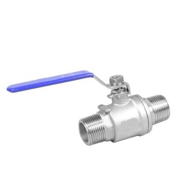 Imagem de PXNQMTJM Cabo longo 1/5.1 cm - 5.1 cm rosca externa 304 válvula de esfera de aço inoxidável SS304 rosca 2 peças válvula de 2 vias (tamanho: DN40), BSP THREAD_SS304