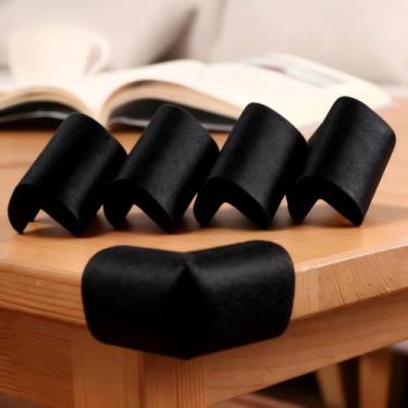 Imagem de Pacote com 4 protetores de canto para impermeabilização de bebês, protetores de borda de espuma macia para cantos de móveis e mesa, protetores de canto em forma de L com adesivo 3M pré-colado (preto)