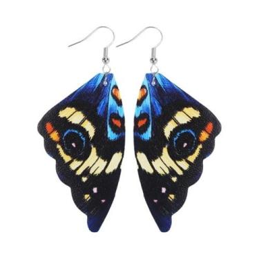 Imagem de Brincos Grandes De Acrílico Colorido Em Forma De Asa De Borboleta, 8 P