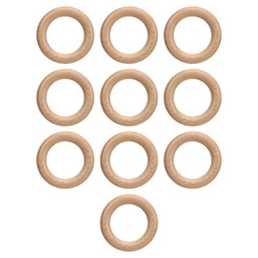 Imagem de Alomejor Anéis de Madeira para Artesanato, 10 Pacotes de Anéis Artesanais para Bricolagem, Aros de Madeira Polidos e Inacabados para Guirlanda de macramê, Fabricação de Joias, Decoração (8cm)