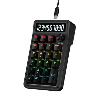 Imagem de Redragon K733 Wired Gasket RGB Number Pad Keyboard, 22 Keys Mechanical Numpad w/PC & Calculate Modes, 10 Digits Calculator Display, Knob Control, 5-Layer Noise Dampening, Creamy Custom Linear Switch
