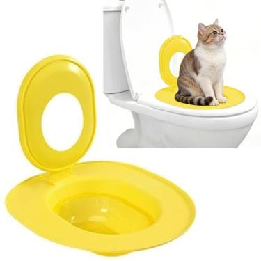 Imagem de Kit de treinamento de assento de vaso sanitário para gatos treinador de plástico lavável reutilizável fácil instalação design removível sistema de trem para animais de estimação durável estável para