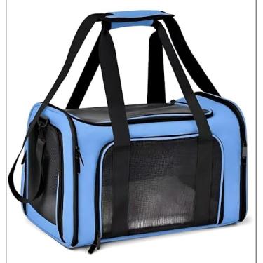 Imagem de Mochila Bolsa para Pet com Malha Ventilada – Transporte Seguro para Cães e Gatos Pequenos(Azul)