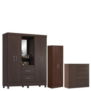 Imagem de Guarda Roupa Casal Capelinha Lord Com Multiuso Golden Com Cômoda Monte