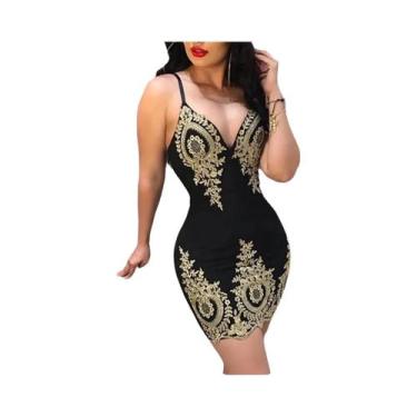 Imagem de Vestido sexy de festa de verão, mini vestido sem mangas slim fit com g
