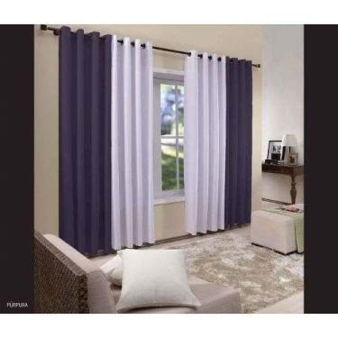 Imagem de Cortina Bicolor Rústica com Ilhóses Cromado 4 x 2,5  Admirare, Lilás c