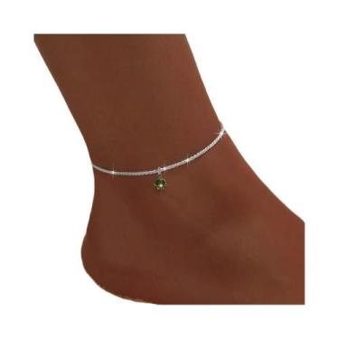 Imagem de Tornozeleira Feminina Em Prata 925 Com Zircônia CZ, Charmosa, À Prova 