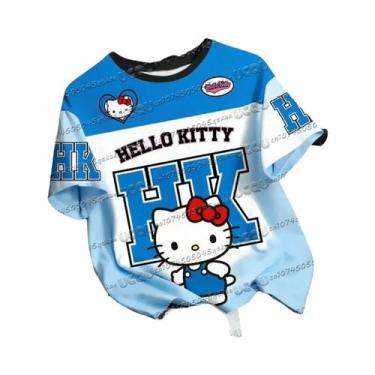 Imagem de Camiseta De Verão Estilo Hip-hop Com Estampa 3D Da Hello Kitty Para Me