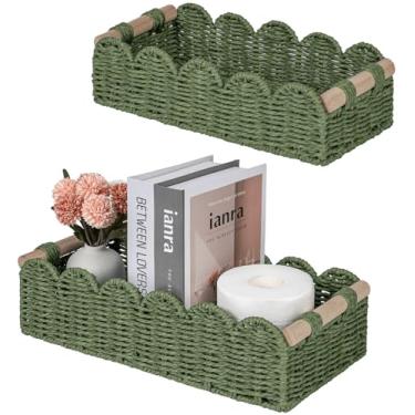 Imagem de CubesLand Cesta decorativa de armazenamento de papel higiênico, cesta moderna de decoração de casa de fazenda para organização, cestas de despensa recortadas para prateleiras, bancadas, sala de estar