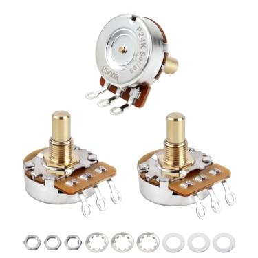 Imagem de Banworks Latão A500K+B500K M8 Rosca métrica de tamanho completo Potenciômetros de eixo sólido 2A1B Eixo curto (comprimento de 15 mm) Potenciômetros cônicos de áudio e linear para Epiphone Les Paul LP