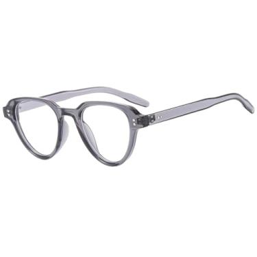 Imagem de HPIRME Óculos Mi Nail de armação pequena, estilo retrô oval, para fotos de rua (cinza transparente)