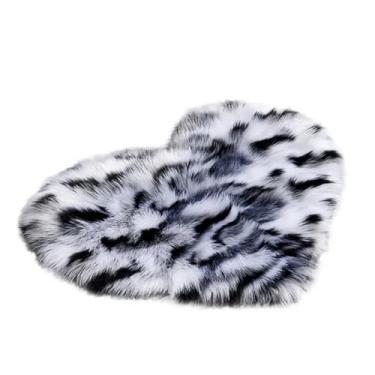 Imagem de Tapete em forma de coração, tapete felpudo de pelúcia macio para quarto, sala de estar, chão, casa, tapete de cabeceira (cinza)