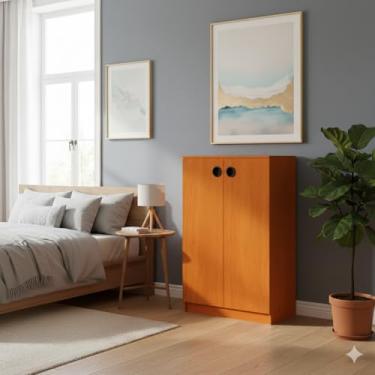 Imagem de Armário Multiuso Madri 2 Portas E Prateleiras Organizador Lavanderia Escritório (Cedro)