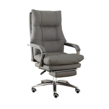 Imagem de Cadeira de escritório de luxo Cadeira de escritório ergonômica reclinável cadeira de computador para casa confortável para almoço poltrona de sofá pode levantar e girar cadeira de jogos (cinza)