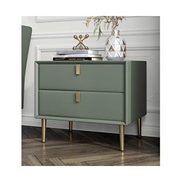 Imagem de Mesa de cabeceira moderna de couro sintético, mesa de cabeceira lateral com gaveta de armazenamento, suportes de cabeceira para quarto, móveis de sala de estar, quarto verde (C50 x P40 x A48 cm)