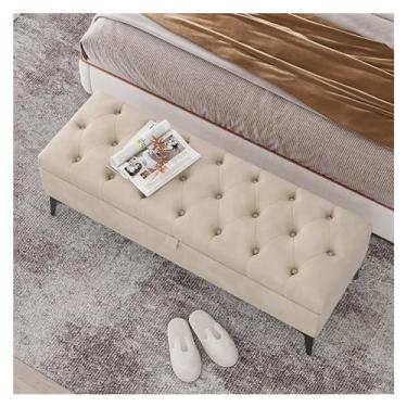 Imagem de KEG801302 Banco de armazenamento moderno banco de entrada moderno banco de extremidade da cama banco otomano estofado de veludo para quarto de pé da cama banco tufado banco de apoio para os pés
