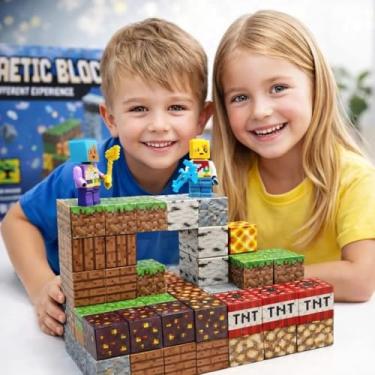 Imagem de Blocos Magnéticos de Montar Infantil 120 Peças – Jogo Educativo de Construção 3D com Ímãs Fortes, Brinquedo Criativo para Crianças, Estimula Coordenação Motora, Criatividade e Raciocínio Lógico