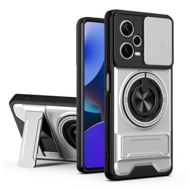 Imagem de SORAKA Capa para Xiaomi Poco X5 Pro 5G com suporte,proteção de lente com janela e capa dupla de PC e TPU compatível com suporte magnético para carro