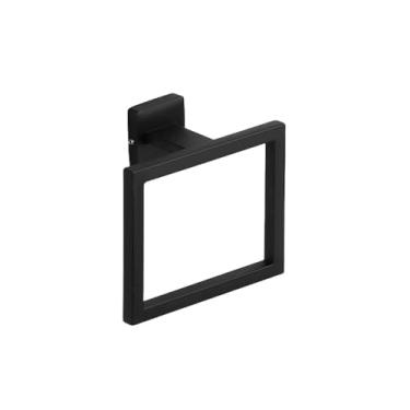 Imagem de Conjunto de acessórios de banheiro ouro preto fosco suporte de toalha de parede suporte de papel rolo anel de toalha gancho de roupão conjunto de ferragens de aço inoxidável, BK, anel de toalha