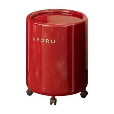 Imagem de ＫＬＫＣＭＳ Lixeira com Rodas, Simples e Versátil, com Tampa, Ideal para Cômoda, Escritório, Sala de Estar, Cozinha e Quarto, Vermelho