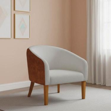 Imagem de Poltrona Sala Stella Pé Madeira Trapézio Sintético PU Nozes Bouclê D03