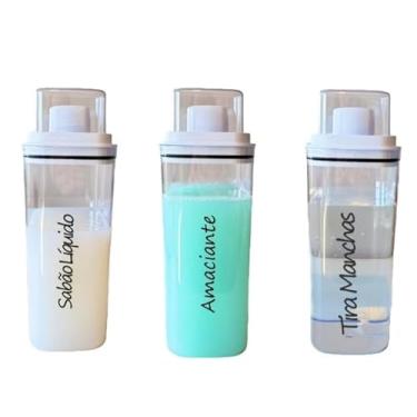 Imagem de Dispenser 2,3L Organizador Lavanderia Herméticos Porta Sabão Em Pó Percarbonato de Sódio para Organizar Produtos de Limpeza, Prático para Uso Diário em Casa(3Un Sab Líq/Amaci/Tira Mancha)