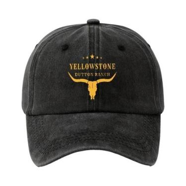 Imagem de Boné De Beisebol Preto Ajustável Estilo Retrô Com Estampa Do Rancho Ye