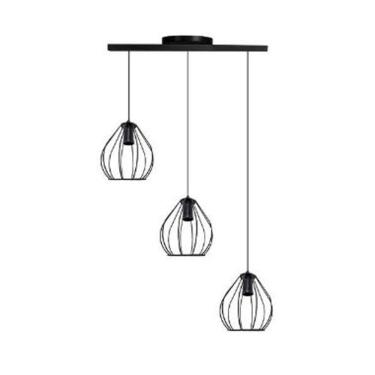 Imagem de Pendente Aramado Dinamarca Preto 3 Lamp Nacional Iluminação