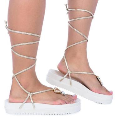 Imagem de Sandália Feminina Rasteira Casual Confortável Verão - Bono Rock, Branc