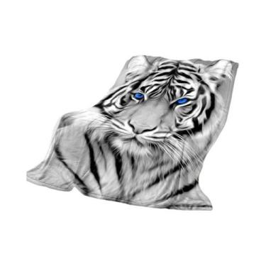 Imagem de Cobertor Super Macio 3D De Tigre Sherpa Para Primavera E Outono, Colch