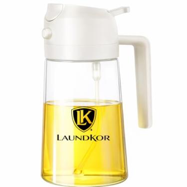 Imagem de LaundKor Frasco dispensador de azeite de oliva com pulverizador, 2 em 1, frasco de vidro de óleo e vinagre, frasco de spray antiaderente de grau alimentício para cozinhar, salada, grelhar, churrasco