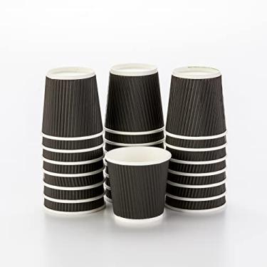 Imagem de Copos de café de papel isolados - parede ondulada - preto - 113 g - caixa com 25 unidades - tampas combinando: RWA0327GR, RWA0281B, RWA0281W