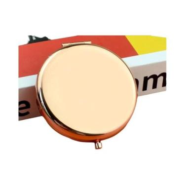 Imagem de Espelho De Maquiagem Portátil Dobrável Em Ouro Rosé, Espelho Compacto 
