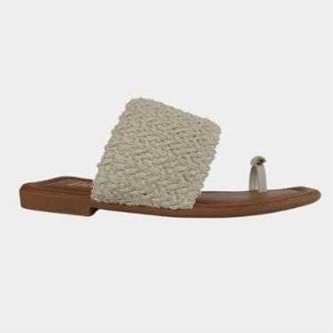 Imagem de Sandália Rasteira Feminina Ceuta Natural Ráfia Enfeite Rasteirinha Confortável-Feminino