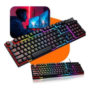 Imagem de Teclado Gamer Semi Mecânico Iluminado Com Luz De Led Rgb Par