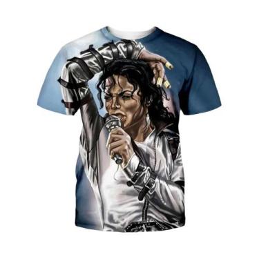 Imagem de Camiseta Masculina Retrô Michael Jackson Hip-Hop Verão Casual Harajuku