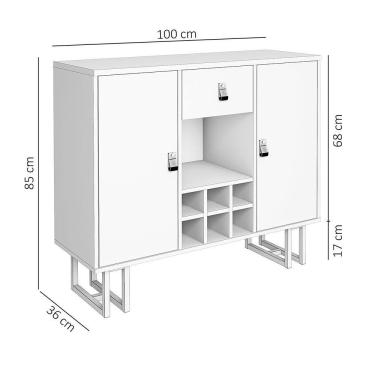 Imagem de Buffet Com Adega Off White E Pés Metálicos Dourados Moderno