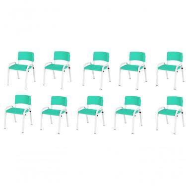 Imagem de Kit 10 Cadeiras Infantil Iso, , Base Branco verde água