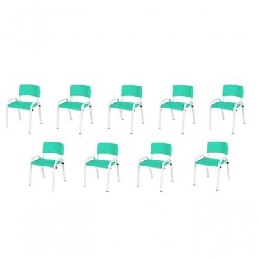 Imagem de Kit 9 Cadeiras Infantil Iso Base Branco Verde água