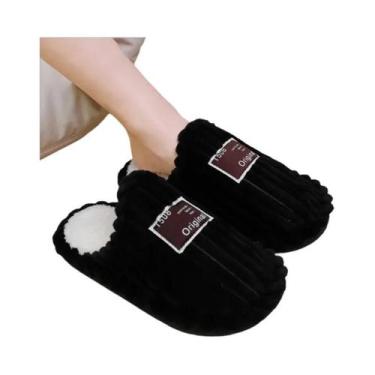 Imagem de Pantufas De Inverno Em Corduroy Para Casal, Antiderrapantes, Leves E C