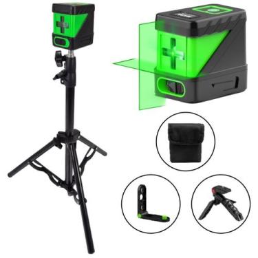Imagem de Nível Laser 2 Linhas Verde Tripé 1,2m Suporte Esquadro Prumo - Hilda
